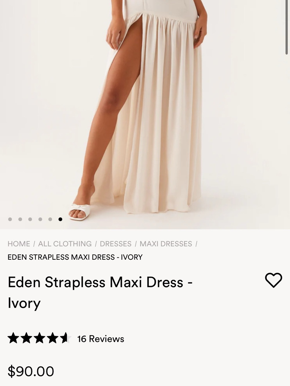 Eden Strapless Maxi Dress - Ivory - Picture 6 of 8